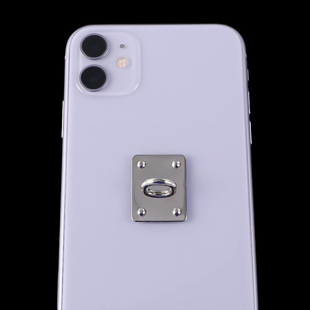 12 Pcs Phone Charm Hook Metal Phone Finger Grip Square Heart Shaped Phone Case Hooks Self-Adhesive Phone Wristband Clasps Hooks