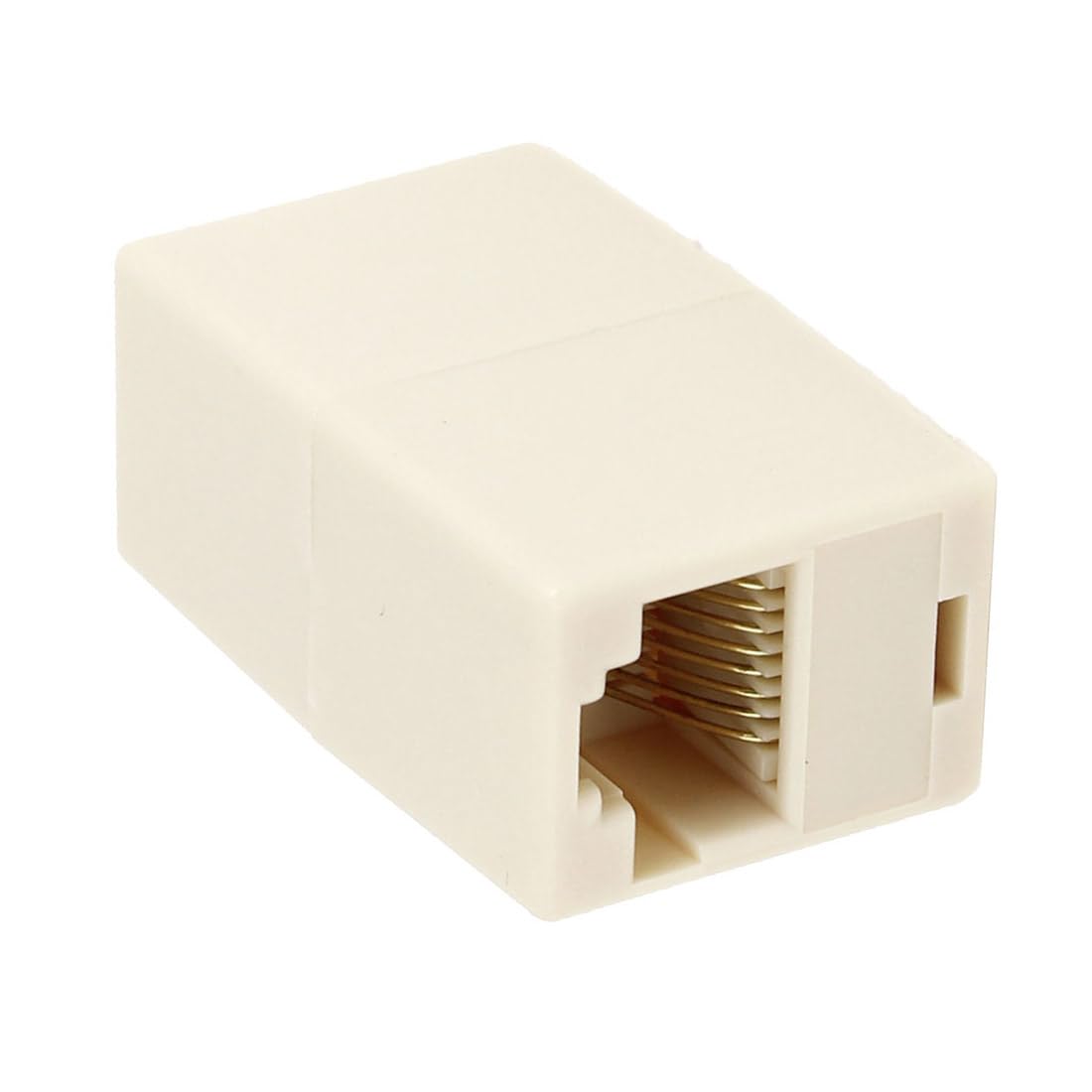 uxcell RJ45 Double Female Plug Telephone Adapter Connector for Landline Telephone, Beige