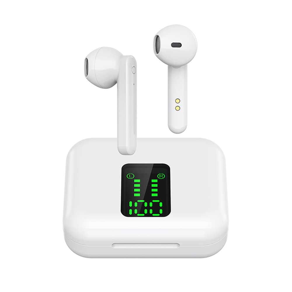 eDealz Fully Wireless Bluetooth 5.0 Rechargeable iPX5 Water & Sweat Proof Earbud Headphones w Microphone, Touch Controls, Smart LCD Charging Case…