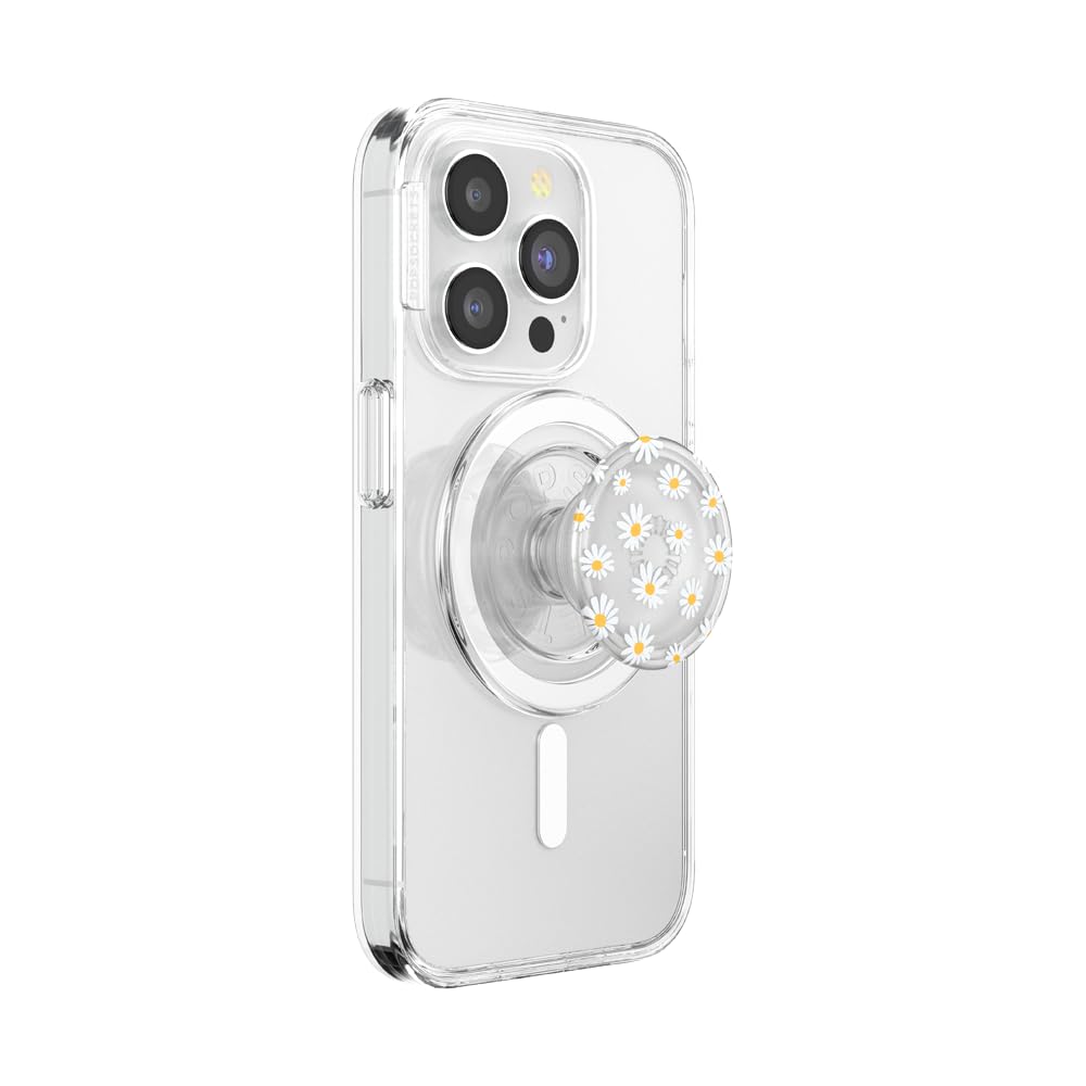 PopSockets Phone Grip for MagSafe, Magnetic Holder, Phone Stand, Daisy - Translucent He Loves Me Not