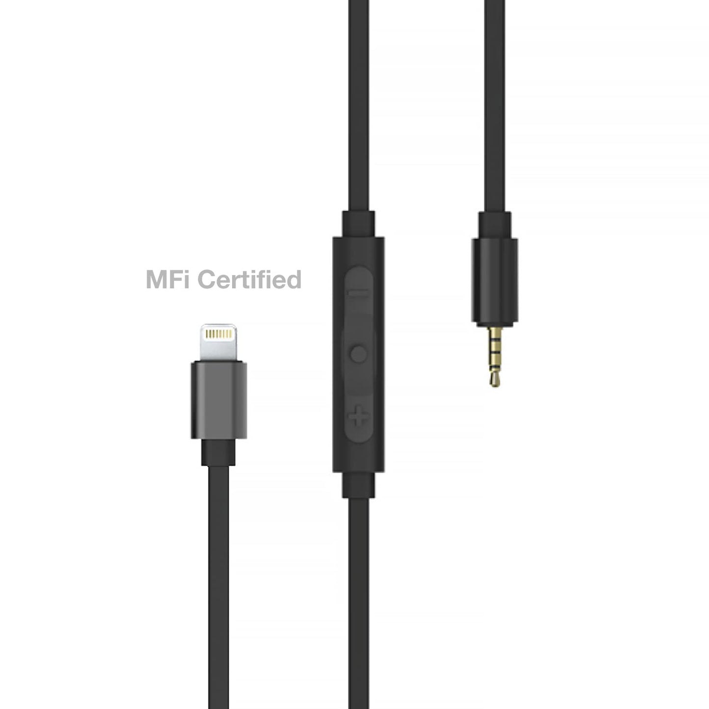 Koss Utility Cord Lightning Cable, Works Utility Series System, in-Line Microphone and Remote, Mfi Certified, Black