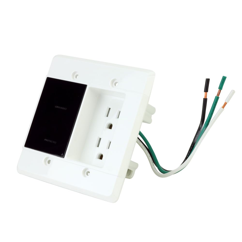 Element-Hz Power Series in-Wall Surge Protector w/Recessed Dual Outlet, 1080 Joules