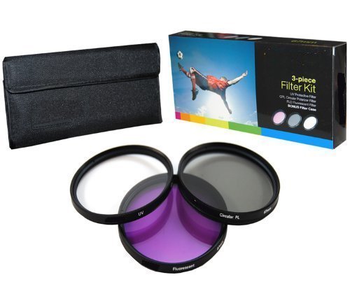 PLR Optics 40.5MM High Resolution 3-piece Filter Set (UV, Fluorescent, Polarizer) For The Sony Alpha NEX-C3, NEX-7, NEX-6, NEX-5T, NEX-5N, NEX-5R