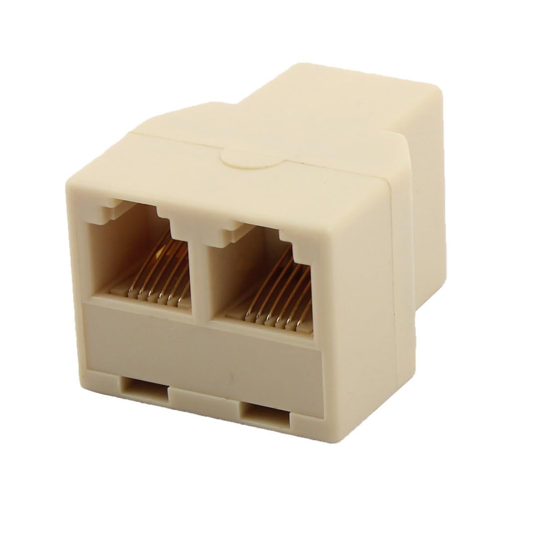 uxcell® Home RJ12 6P6C 1 Female to 2 Female Port Telephone Wire Cable Connector Splitter Beige