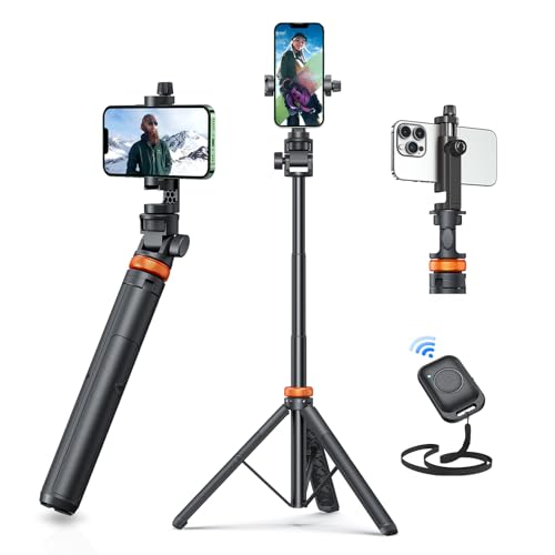 EUCOS 62" Phone Tripod, Tripod for iPhone & Selfie Stick with Remote, Extendable Cell Phone Stand & Ultimate Phone Holder, Solidest Phone Stand