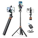 EUCOS 62" Phone Tripod, Tripod for iPhone & Selfie Stick with Remote, Extendable Cell Phone Stand & Ultimate Phone Holder, Solidest Phone Stand