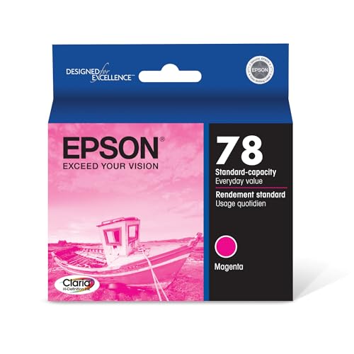 Epson 78 Claria Hi-Definition Ink Standard Capacity Magenta Cartridge (T078320) Works with Artisan 50, Photo R260, R280, R380, RX580, RX595, RX680