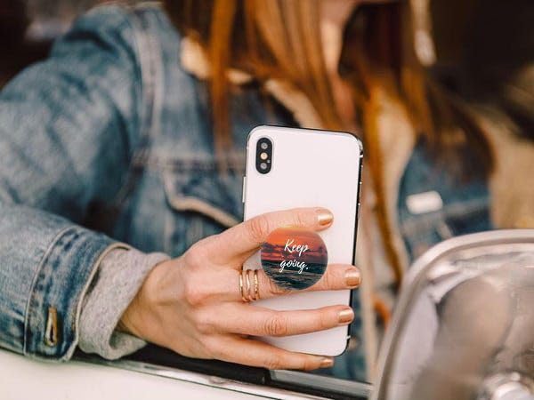 6 Pack - Collapsible Cell Phone Grip for Smartphones,Mobile Expanding Cellphone Holder Kicktand for Phone and Case - Relax Keep Going Quote