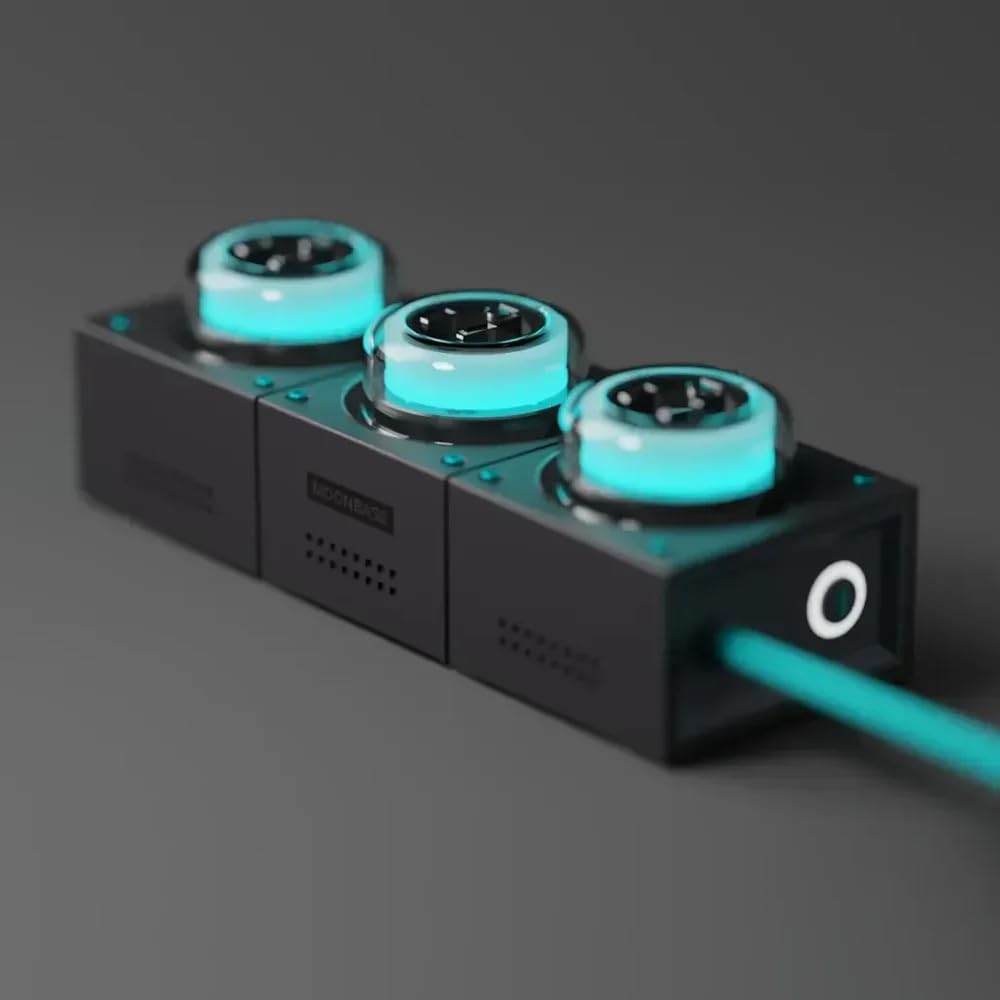 GENKI Moonbase 240W GaN Desktop Charger, Power Strip 7-Port Power Hub with 3 AC Outlets & 4 USB-C Ports (140W Max), Compact Design