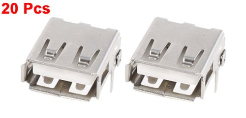 uxcell USB Type-A Female Socket, 4-Pin, 90° DIP, 20Pcs