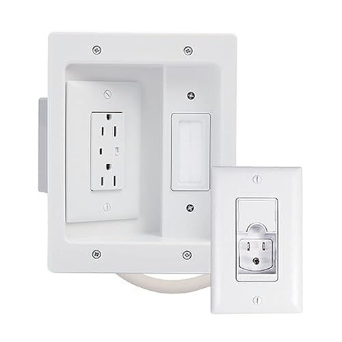 Legrand On?Q in?Wall TV Power Kit with Surge Protected Outlet - Recessed TV Wall Box & Cable Management Kit for Hiding Wires, Mounting Power Behind