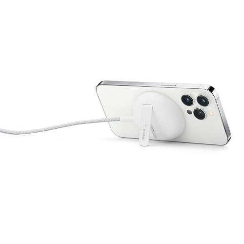 Belkin Wireless Charger, Fast Charging Up to 15W w/Official Made-for-MagSafe Module and Pad Style, Metal Kickstand for iPhone 14, 14 Plus, 14 Pro, 14
