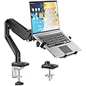 WALI Single Arm Laptop and Monitor Desk Mount for 17" Notebook and Up to 32" Screen, 2-in-1 Adjustable Monitor Arm with Laptop Tray, VESA 75x75