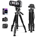 Eicaus 67 Inch Heavy Duty Tripod Stand for Cameras, Cell Phones, Projectors, Webcams, Spotting Scopes - Complete Unit for Canon, Nikon, Sony - Perfect