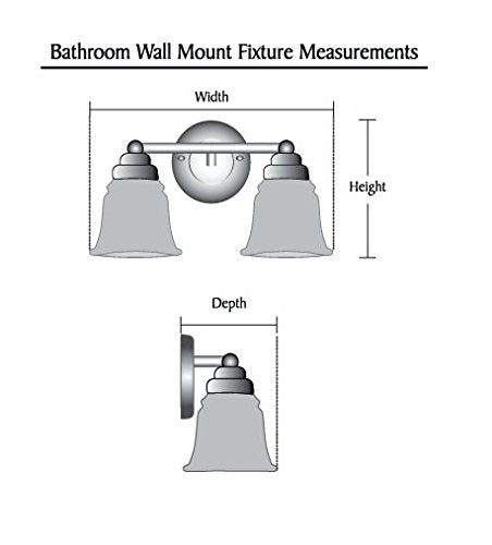 Aspen Creative 62082, Two-Light Metal Bathroom Vanity Wall Light Fixture, 15 1/4" Wide, Transitional Design in Brushed Nickel with Clear Glass Shade