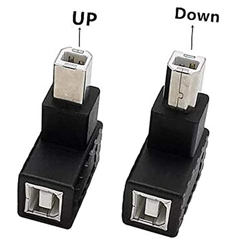 Traovien 90 Degree USB B Printer Adapter, 2 Pack USB 2.0 Type-B Male to Female Up and Down Angle Printing and Data Extension Adapter for Printer…
