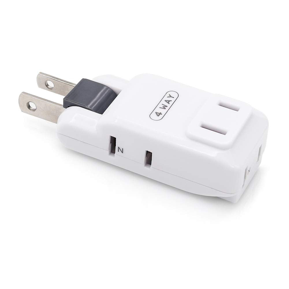 SYCON 4 Outlet Wall Adapter, 2-Prong Swivel Ungrounded Indoor AC Mini Plug Wall Tap - White
