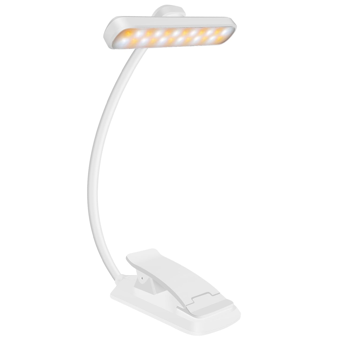 karidi Rechargeable 24 LED Book Light for Reading, 360° Flexible Gooseneck, 5 Color Tones, Clip-on for Books/Tablet/Bed, USB-C, 80H Glare-Free Eye