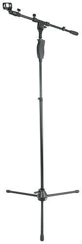 Rockville RVMIC3 V2 Portable Adjustable Tripod Boom Mic Stand for Singers & Musicians, Quick Release Clutch, Sturdy All-Metal, 25"-46.5" Telescopic