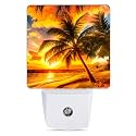 Jopowide Sunset Seashore Night Light, Palm Trees Night Lights Plug into Wall Decor for Bedroom,Bathroom,Hallway,Kitchen,Dusk to Dawn Sensor