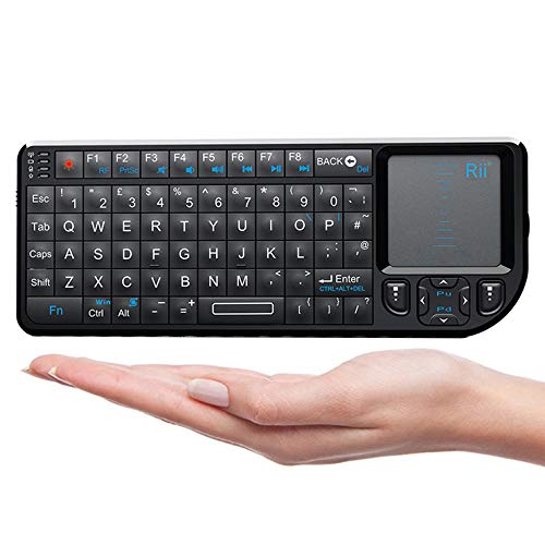 Rii 2.4G Mini Wireless Keyboard with Touchpad,Laser Pointer with Remote Control,Backlit Portable Keyboard Controller with USB Receiver