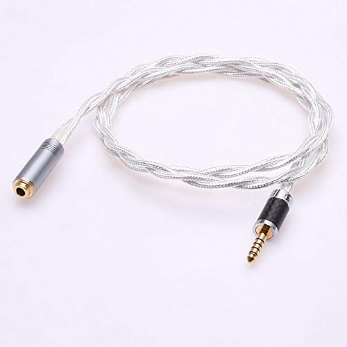 GAGACOCC 4.4MM Male to 4.4MM Female Balanced Crystal Clear Silver Plated Shield Audio Adapter Upgrade Headphone Extension Cable for Sony NW-WM1Z 1A…