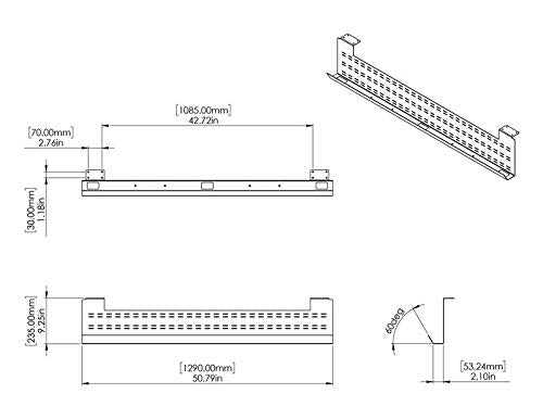 Stand Up Desk Store Under Desk Cable Management Tray Black Horizontal Computer Cord Raceway and Modesty Panel (White, 51")