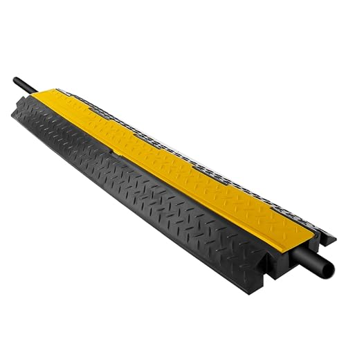 Pyle Durable Cable Protective Ramp Cover - Supports 11000 lbs, Single Channel Heavy Duty Cord Protection with Flip-Open Top Cover, 39.4”x5.11”x1.8”