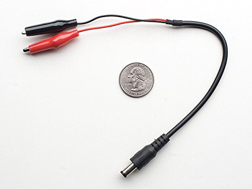 5.5x2.1mm DC Male Plug to Alligator Clip Adapter Cable for LED Strips, CCTV, Routers & 12V Battery Power(Pack of 2)