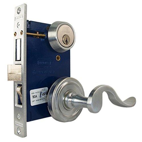 Marks 9225AC/26D-LHR Satin Chrome 26D Left Hand Reverse Lever Rose Double Cylinder Iron Gate Ornamental Mortise Lock Set with 2-1/2" Backset