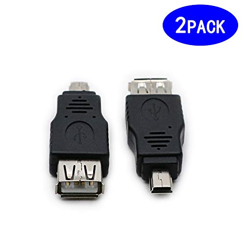 rgzhihuifz 2 Pack USB 2.0 MINI USB Male to Type A Female OTG Adapter Connector Converter Coupler