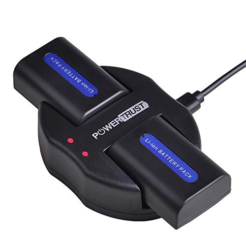 PowerTrust 2-Pack NP-FH50 Battery + USB Dual Charger for Sony NP-FH40 NP-FH30 Series Batteries and DSC-HX1 HX100 HX100V HX200 HX200V HDR-TG1E TG3 TG5