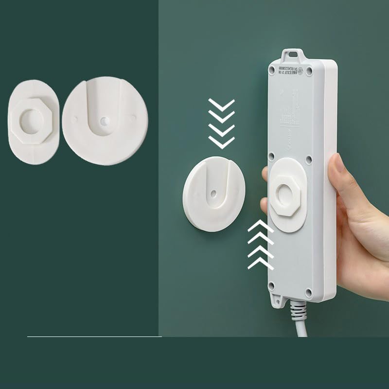 Comimark 8 pcs Power Strip Holder Fixator, No Hole Plug-in Wall Socket Sticker Fixer, Loading 10Kg/22lb Maximum, For Desk, Wall, WiFi Router, Remote
