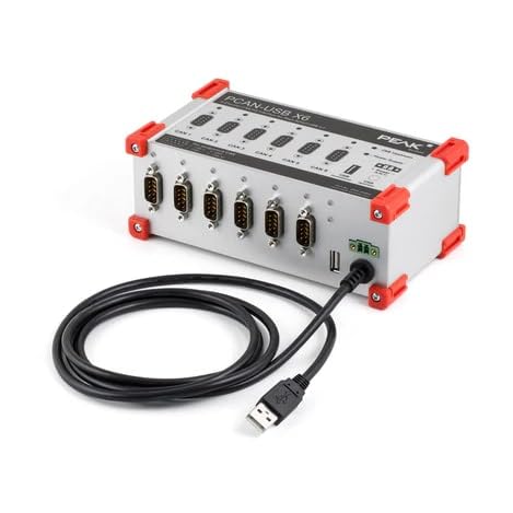 GRIDCONNECT PCAN-USB X6: 6-Port CAN USB Adapter, CAN FD, USB 2.0 Compatible, Aluminum Case.