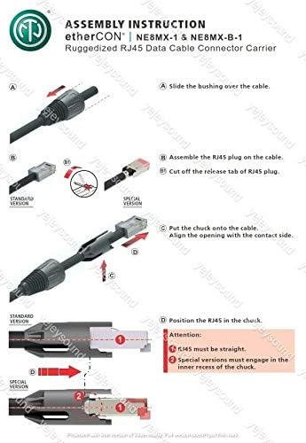 (4-Pack) Genuine Neutrik NE8MX-B-1 Ethercon Cable Connector Black Chromium Housing