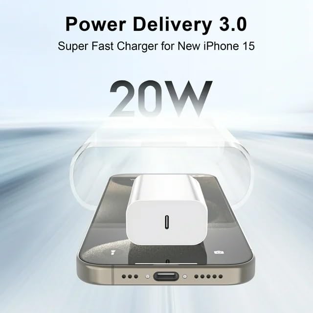 USB C Charger Block 20W, TRM TECH PD 3.0 Fast Charging Wall Charger USBC Power Adapter Type C Brick Cube for iPhone 17/Pro/Pro Max/17 Air/ 16/16