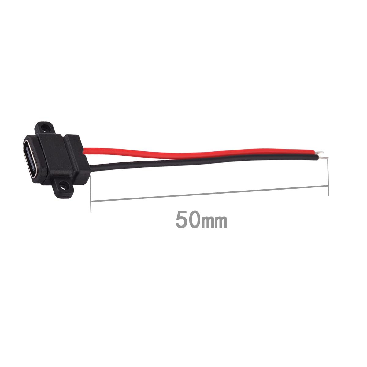 ZJKJHJY 4PCS Type-C Female Chassis Waterproof 2P Solder Wire Type USB C Pigtail Cable Extension Power Cable USB-C Plug t