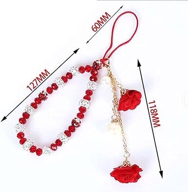 JJLFresheners White Mobile Phone Lanyard Universal Phone Chain,Pearl Beaded Lanyard Wrist Strap Anti Lost Charm Strap Fashion Case Keychain Wallet