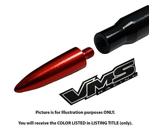 VMS RACING 50 Cal Caliber Black RED TIP Bullet Antenna Heavy Gauge Billet Aluminum Short Compatible with Harley Davidson Road King Road Glide Electra