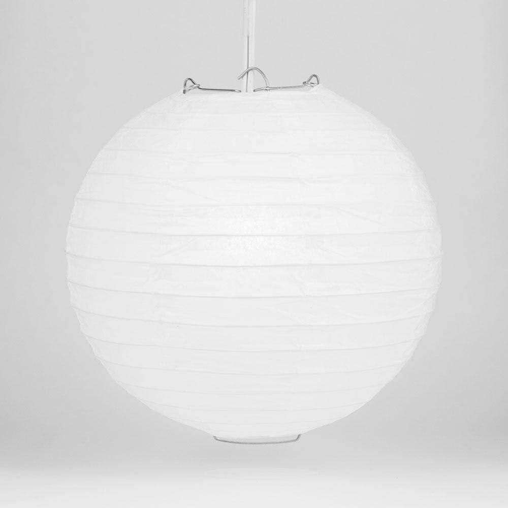 Quasimoon PaperLanternStore Decorative Paper Lantern - (10-Pack, 4-Inch, White, Even Ribbing) Round Paper Lanterns - Ideal Wedding and Party Decor or