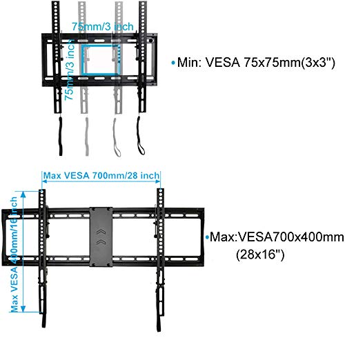 VideoSecu Tilt Flat Screen TV Wall Mount Bracket for 37" 40" 42" 46" 47" 50" 52" 55" 58" 60" 62" 63" 65" 70" LCD LED Max VESA 700x400mm with 7 ft HDMI