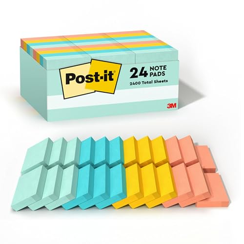 Post-it Notes, 1.38 x 1.88 in, Beachside Café Collection, 24 Pads