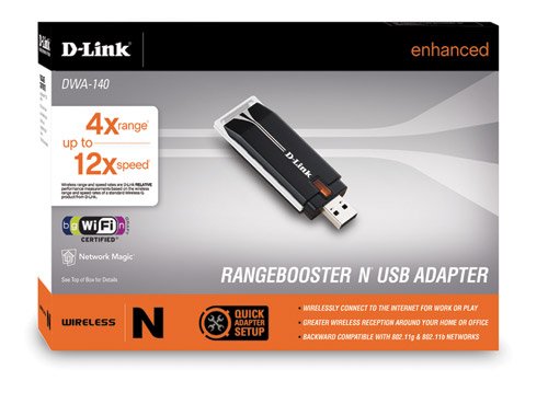 D-Link DWA-140 RangeBooster Draft 802.11n Wireless USB Adapter
