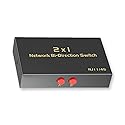RJ45 Network Switch Selector 2 in 1 Out or 1 in 2 Out, Ethernet Switch 2 Port, 2 Port Network Hub 100/500M, Metal Shell