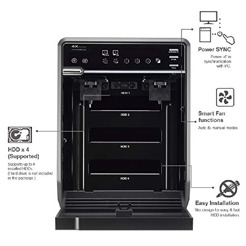Mediasonic PROBOX 4 Bay DAS 3.5” SATA Hard Drive Enclosure - USB 3.0 eSATA Support 30TB HDD (HF2-SU3S3)