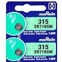 Murata 315 SR716SW Battery 1.55V Silver Oxide Watch Button Cell - Replaces Sony 315 (2 Batteries)