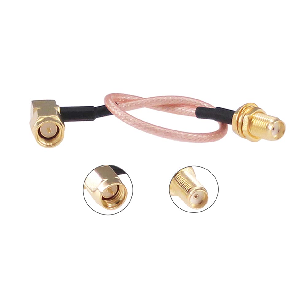 RFaha 3pcs RF coaxial Coax Assembly SMA Female to SMA Male Right Angle 15cm 6in FPV Antenna Extension Cable(F02-3)