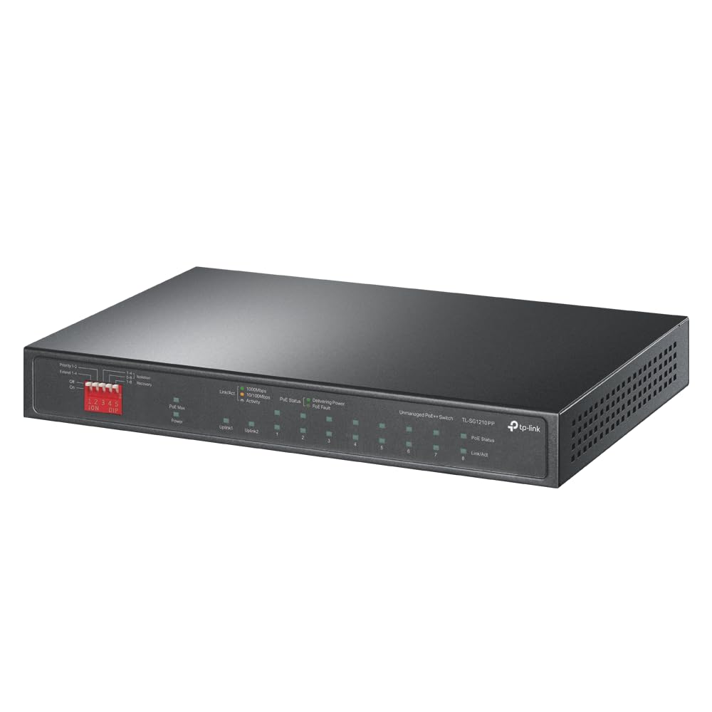 TP-Link TL-SG1210PP | 8 Port PoE Switch | 6 PoE+ and 2 PoE++ Ports @123W, w/ 2 Uplink Gigabit Ports + 1 Combo SFP Slot | Plug & Play | Priority