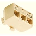 Memotronics RJ11 Phone Line Splitter/Separator/Adaptor for 2 Lines (1 Plug, 3 Sockets) Ivory