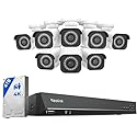 REOLINK 4K Security Camera System, RLK16-800B8 8pcs H.265 PoE Wired with Person Vehicle Detection, 8MP/4K 16CH NVR with 4TB HDD for 24-7 Recording